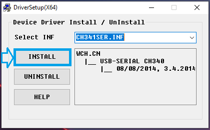Install driver CH340 ELEGOO NANO