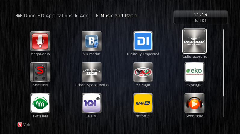 DUNE HD applications : Music and Radio