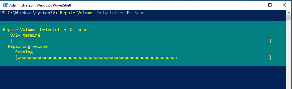 Powershell scan disque HDD vs CMD chkdsk